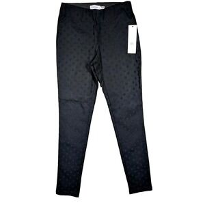 Calvin Klein Womens Pants Sz 2 Preppy Elastic Waist Black Polka Dot New MSRP $89
